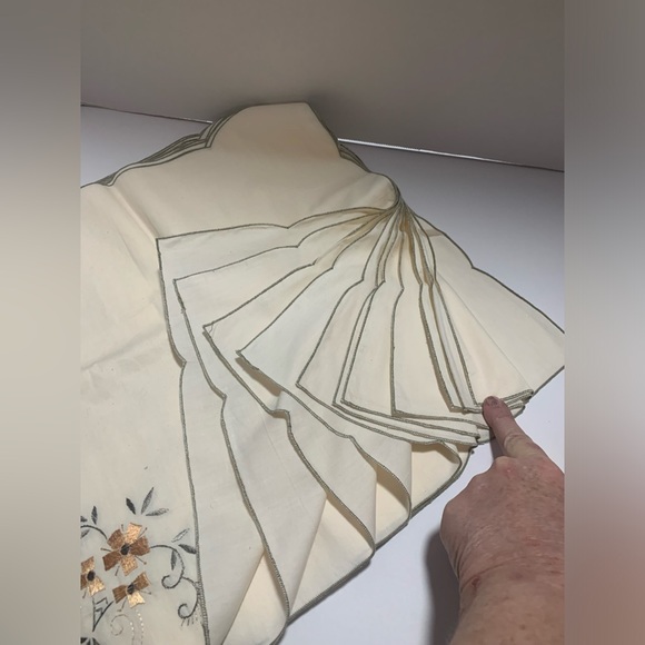 NWOT never used Vintage set of 12 embroidery linen napkin size 16 1/2 x 16 1/2 - Picture 2 of 6